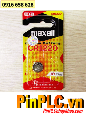 Maxell CR1220; Pin 3v lithium Maxell CR1220 1BS PRO Made in Japan _Loại Vỉ 1viên